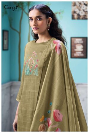 My Fashion Road Ganga Fashion Elowen Premium Cotton Satin Suit  | S3713 – D