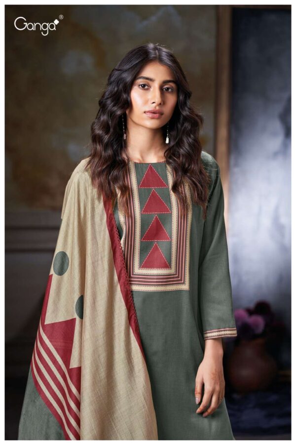 My Fashion Road Ganga Fashion Ishira Printed Cotton Satin Suit | S3785 – D