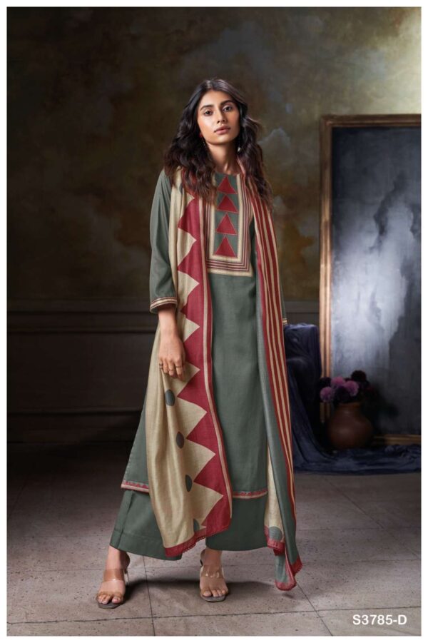 My Fashion Road Ganga Fashion Ishira Printed Cotton Satin Suit | S3785 – D