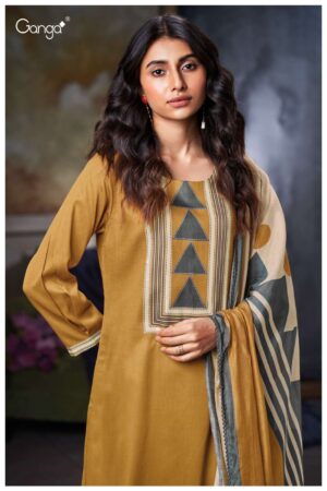 My Fashion Road Ganga Fashion Ishira Printed Cotton Satin Suit | S3785 – C