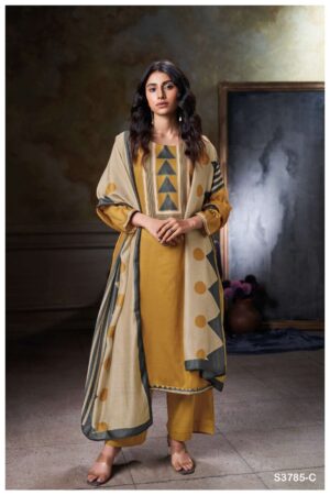 My Fashion Road Ganga Fashion Ishira Printed Cotton Satin Suit | S3785 – C