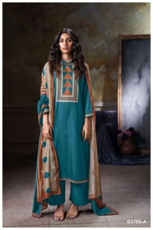 My Fashion Road Ganga Fashion Ishira Printed Cotton Satin Suit | S3785 – A