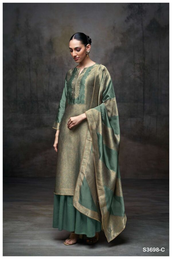 My Fashion Road Ganga Fashion Laurene Designer Jacquard Suit | S3698 – C