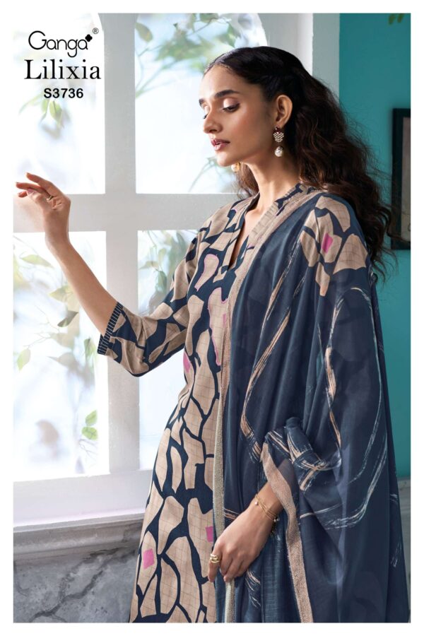 My Fashion Road Ganga Fashion Lilixia Printed Cotton Satin Suit | S3736 – C