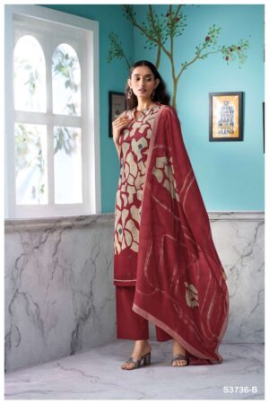 My Fashion Road Ganga Fashion Lilixia Printed Cotton Satin Suit | S3736 – B