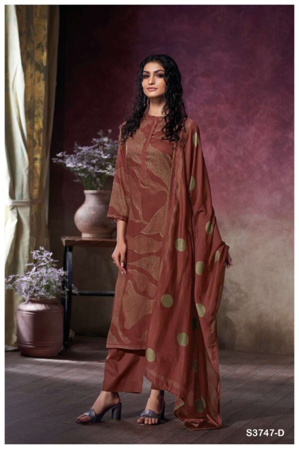 My Fashion Road Ganga Fashion Preska Cotton Satin Premium Design Suit | S3747 – D
