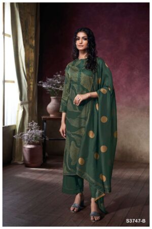 My Fashion Road Ganga Fashion Preska Cotton Satin Premium Design Suit | S3747 – B