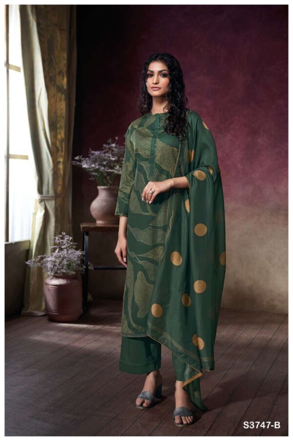 My Fashion Road Ganga Fashion Preska Cotton Satin Premium Design Suit | S3747 – B