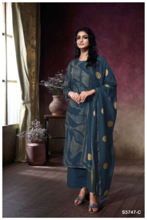 My Fashion Road Ganga Fashion Preska Cotton Satin Premium Design Suit | S3747 – C