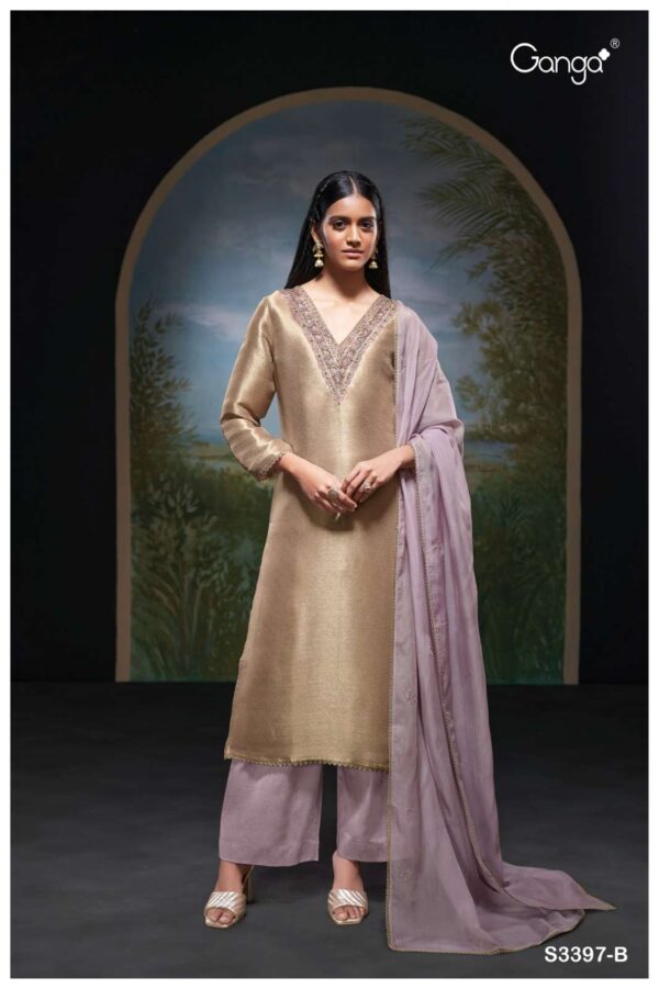 My Fashion Road Ganga Fashion Siyani Designer Pure Bemberg Silk Suit | 3397 – B