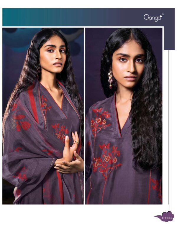 My Fashion Road Ganga Fashion Tarang Premium Designer Bemberg Silk Suit | C2186