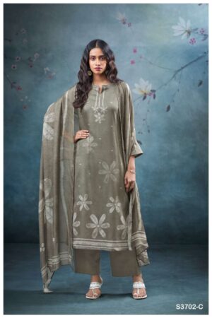 My Fashion Road Ganga Fashion Ulani Fancy Cotton Satin Suit | S3702 – C