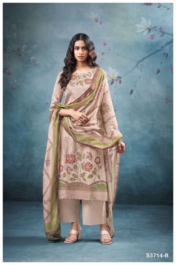 My Fashion Road Ganga Fashion Winter Fancy Cotton Satin Suit | S3714 – B