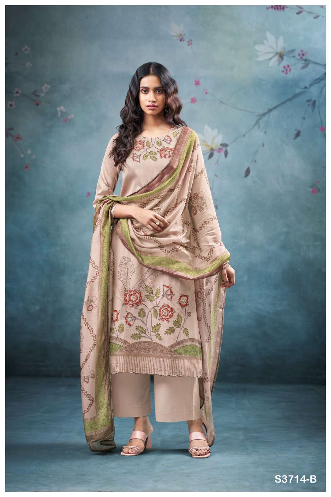 My Fashion Road Ganga Fashion Winter Fancy Cotton Satin Suit | S3714 – B My Fashion Road Ganga Fashion Winter Fancy Cotton Satin Suit | S3714 – B