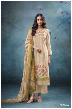 My Fashion Road Ganga Fashion Winter Fancy Cotton Satin Suit | S3714 – A