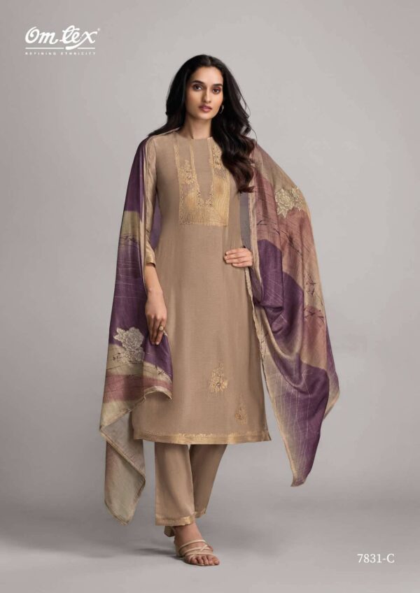 My Fashion Road Omtex Nazakat Nova Designer Muslin Jacquard Suit | 7831 – C