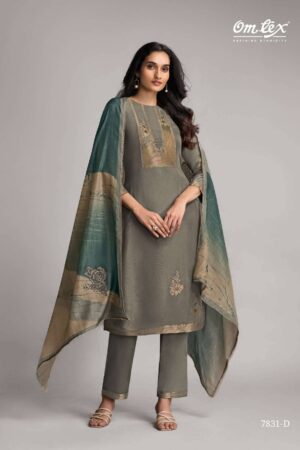 My Fashion Road Omtex Nazakat Nova Designer Muslin Jacquard Suit | 7831 – D