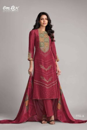 My Fashion Road Omtex Pehnawa Designer Jacquard Silk Suit | 7751 – A