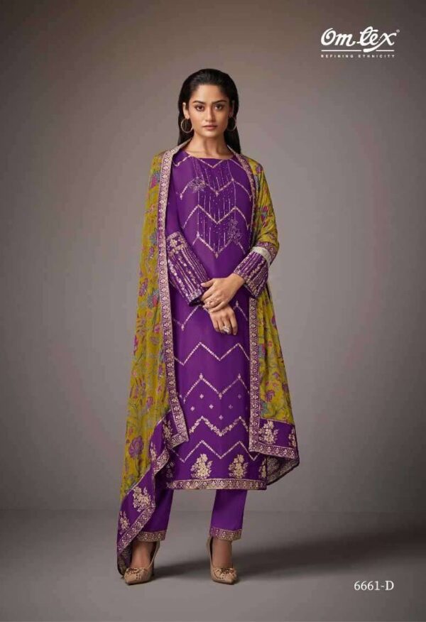My Fashion Road Omtex Tahira Designer Jacquard Muslin Suit | 6661 – D