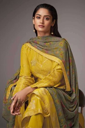 My Fashion Road Omtex Tahira Designer Jacquard Muslin Suit | 6661 – C