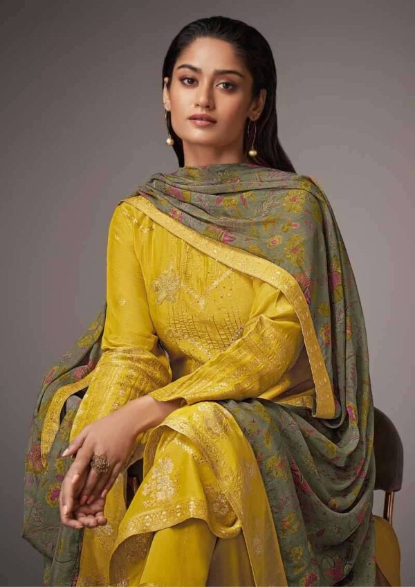My Fashion Road Omtex Tahira Designer Jacquard Muslin Suit | 6661 – C