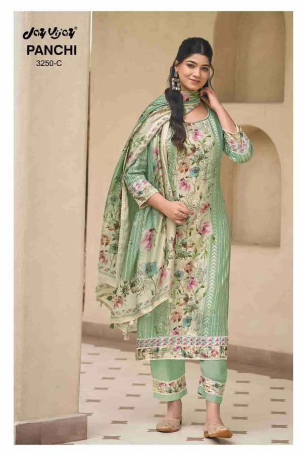My Fashion Road Jay Vijay Panchi Fancy Silk Designer Ladies Suit | 3250-C