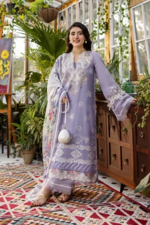 My Fashion Road Elaf Chikankari With Chiffon Latest Unstitched Collection 2025 EEC-5A Lavender Love