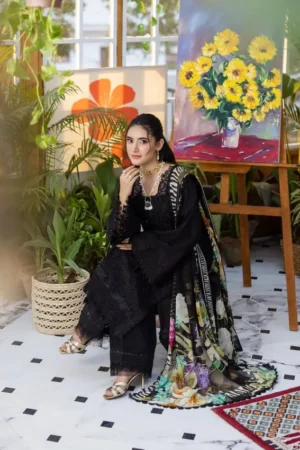 My Fashion Road Elaf Chikankari With Chiffon Latest Unstitched Collection 2025 EEC-2A Queen Of Dusk