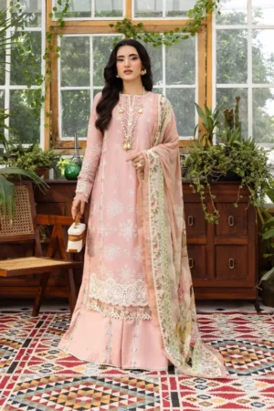 My Fashion Road Elaf Chikankari With Chiffon Latest Unstitched Collection 2025 EEC-1A Forever Blush