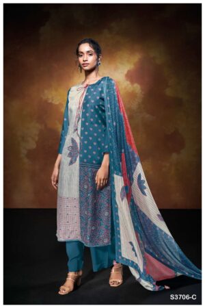 My Fashion Road Ganga Fashion Blythe Pure Bemberg Silk Latest Suit | S3706-C