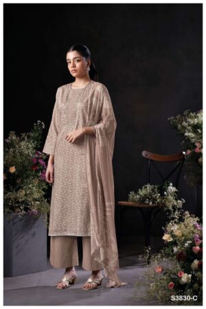 My Fashion Road Ganga Fashion Kaelani Printed Fancy Cotton Satin Suit | S3830-C