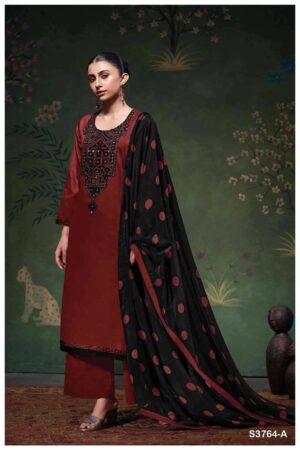 My Fashion Road Ganga Fashion Meadow Fancy Cotton Satin Salwar Suit | S3764-A