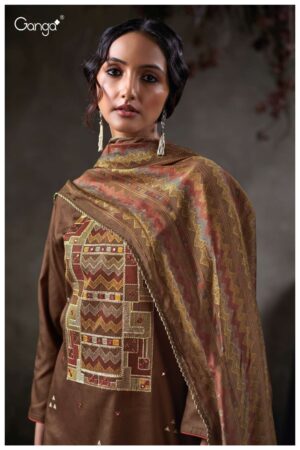 My Fashion Road Ganga Fashion Tazlin Premium Cotton Satin Fancy Suit | S3851-A