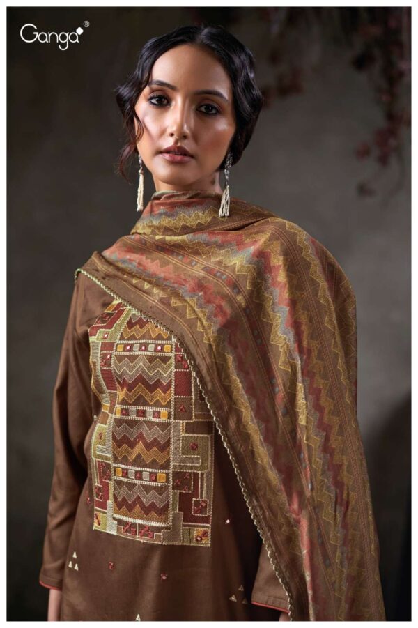 My Fashion Road Ganga Fashion Tazlin Premium Cotton Satin Fancy Suit | S3851-A