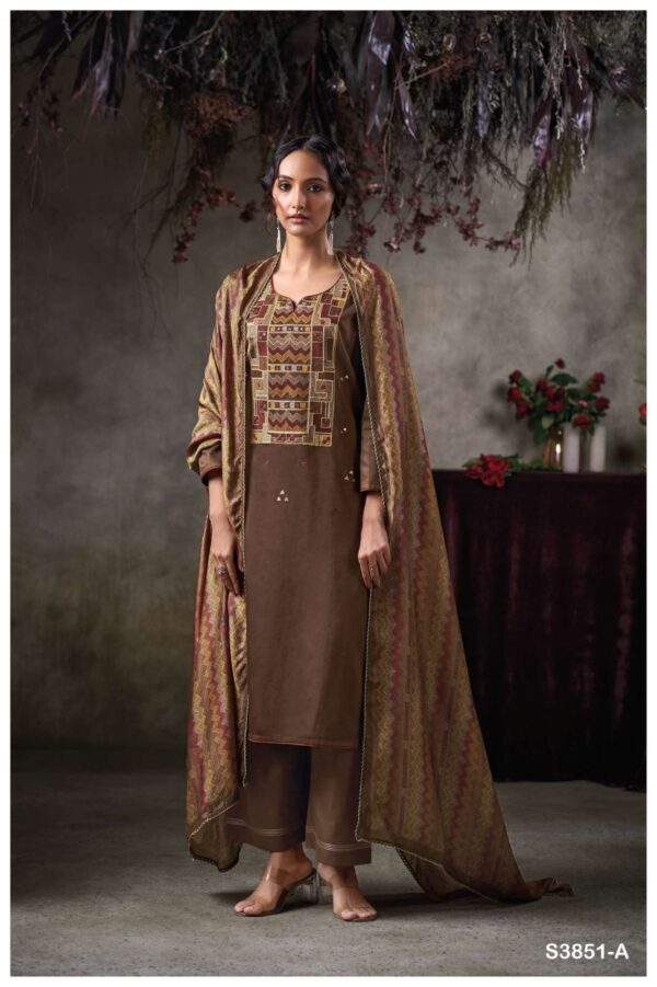 My Fashion Road Ganga Fashion Tazlin Premium Cotton Satin Fancy Suit | S3851-A