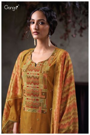 My Fashion Road Ganga Fashion Tazlin Premium Cotton Satin Fancy Suit | S3851-B