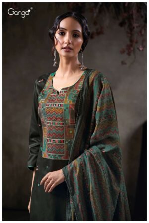 My Fashion Road Ganga Fashion Tazlin Premium Cotton Satin Fancy Suit | S3851-C