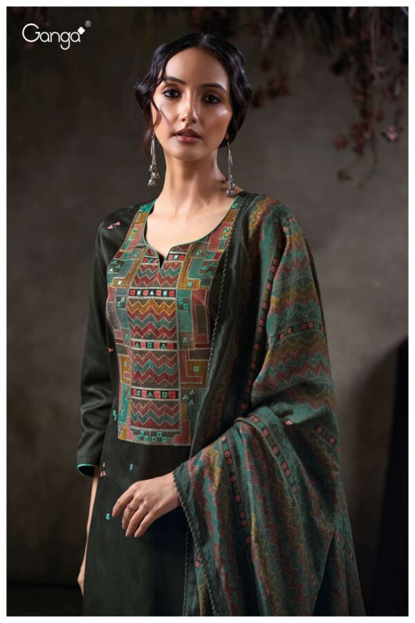 My Fashion Road Ganga Fashion Tazlin Premium Cotton Satin Fancy Suit | S3851-C