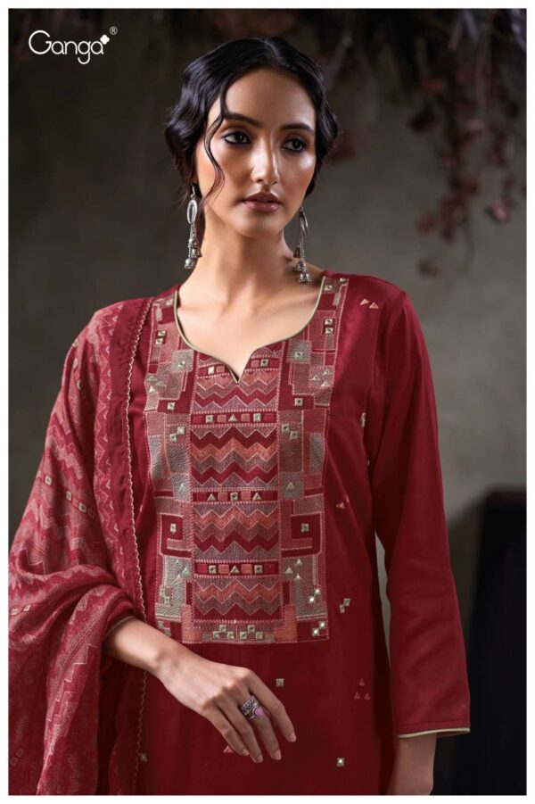 My Fashion Road Ganga Fashion Tazlin Premium Cotton Satin Fancy Suit | S3851-D