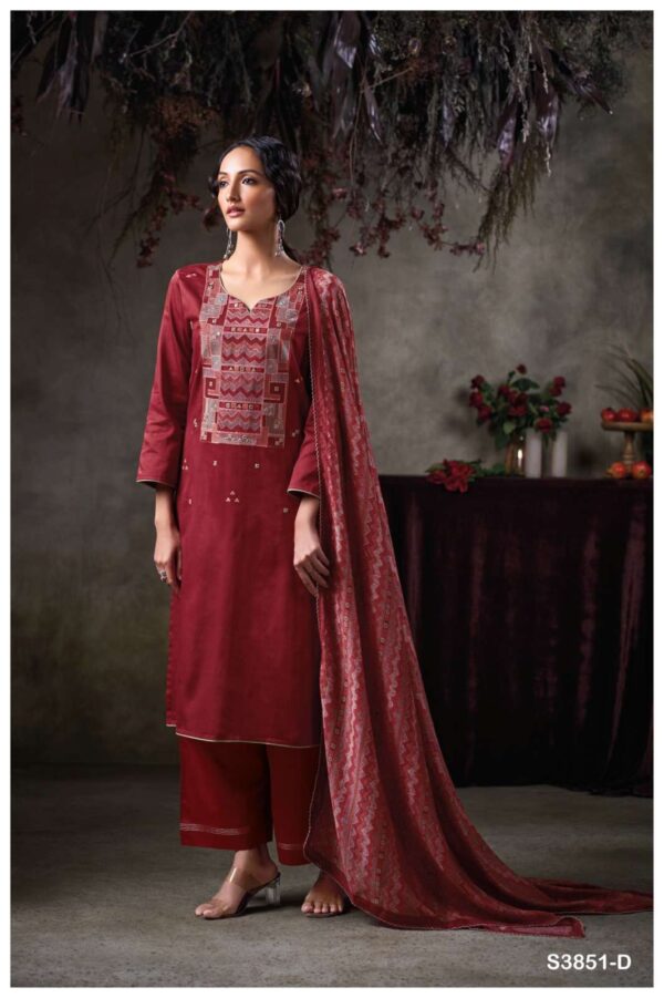 My Fashion Road Ganga Fashion Tazlin Premium Cotton Satin Fancy Suit | S3851-D