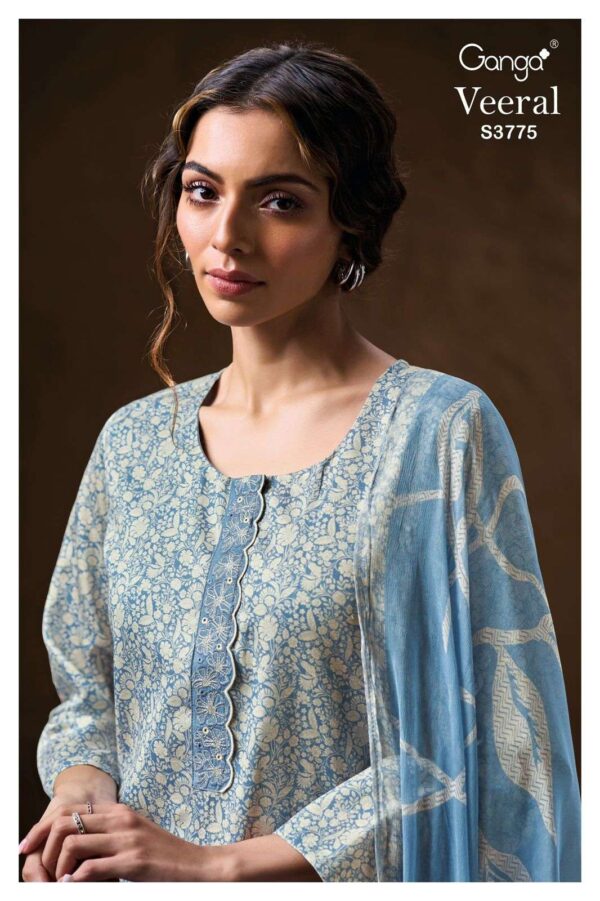 My Fashion Road Ganga Fashion Veeral Printed Cotton Satin Suit | S3775 – D