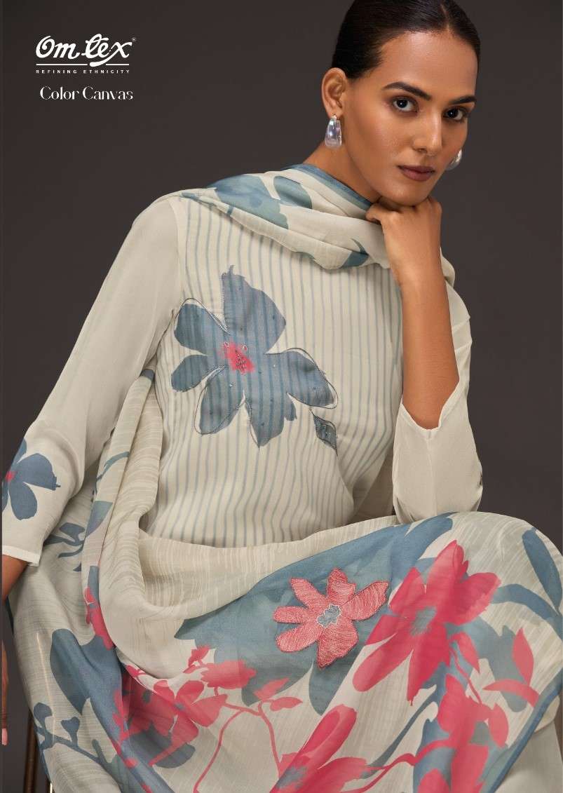 My Fashion Road Omtex Color Canvas Digital Printed Fancy Organza Suit | 7641 – D