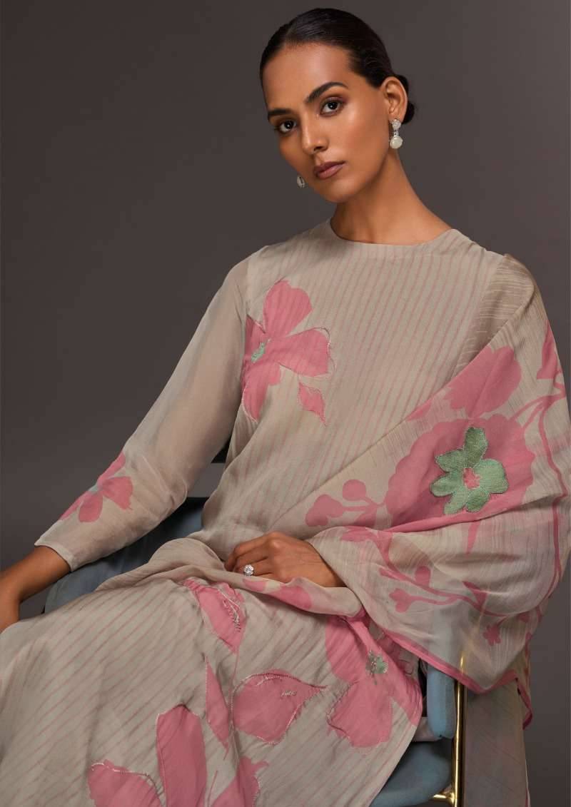 My Fashion Road Omtex Color Canvas Digital Printed Fancy Organza Suit | 7641 – A