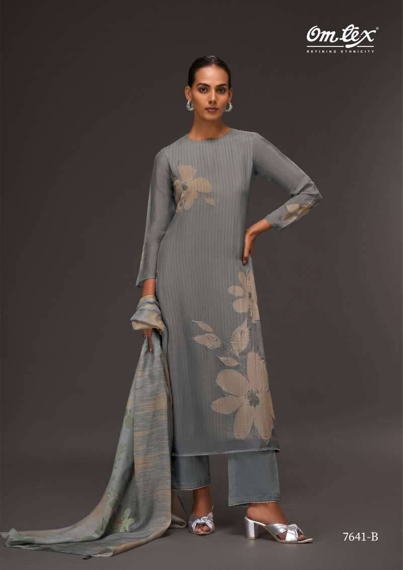 My Fashion Road Omtex Color Canvas Digital Printed Fancy Organza Suit | 7641 – B