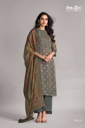 My Fashion Road Omtex Neelpari Fancy Organza Jacquard Suit | 7621 – C