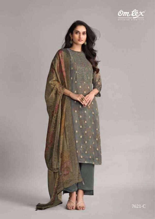 My Fashion Road Omtex Neelpari Fancy Organza Jacquard Suit | 7621 – C