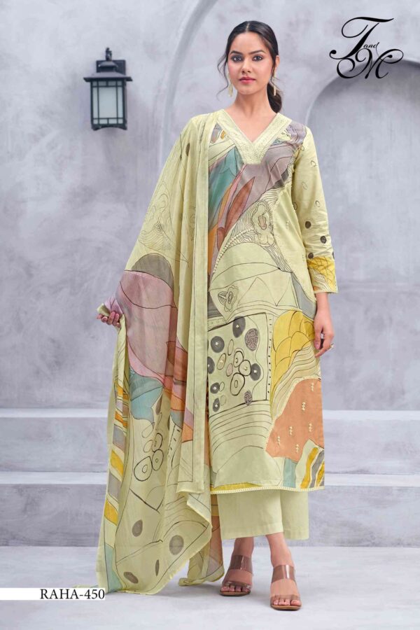 My Fashion Road T And M Designer Raha Fancy Work Pure Cotton Ladies Suit | 450