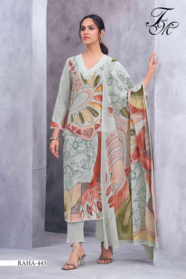 My Fashion Road T And M Designer Raha Fancy Work Pure Cotton Ladies Suit | 445