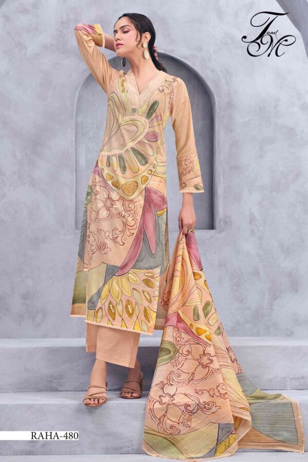 My Fashion Road T And M Designer Raha Fancy Work Pure Cotton Ladies Suit | 480