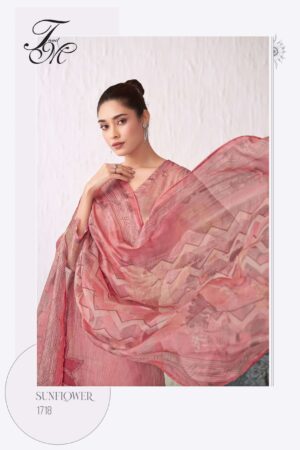 My Fashion Road T And M Designer Sunflower Pure Silk Exclusive Wear Suit | 1718